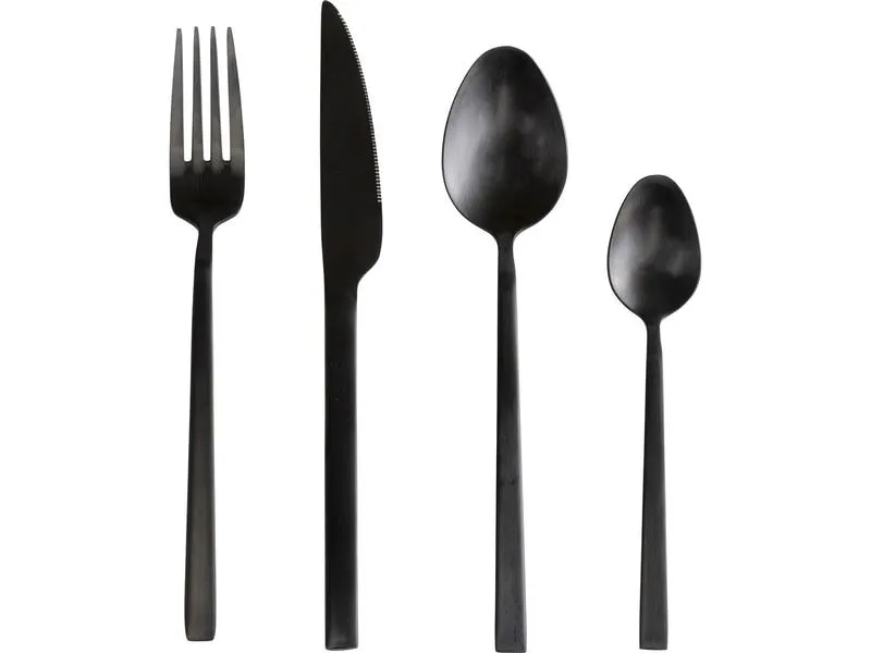 Kare Besteck-Set Gloria, 16-teilig, Schwarz Matt