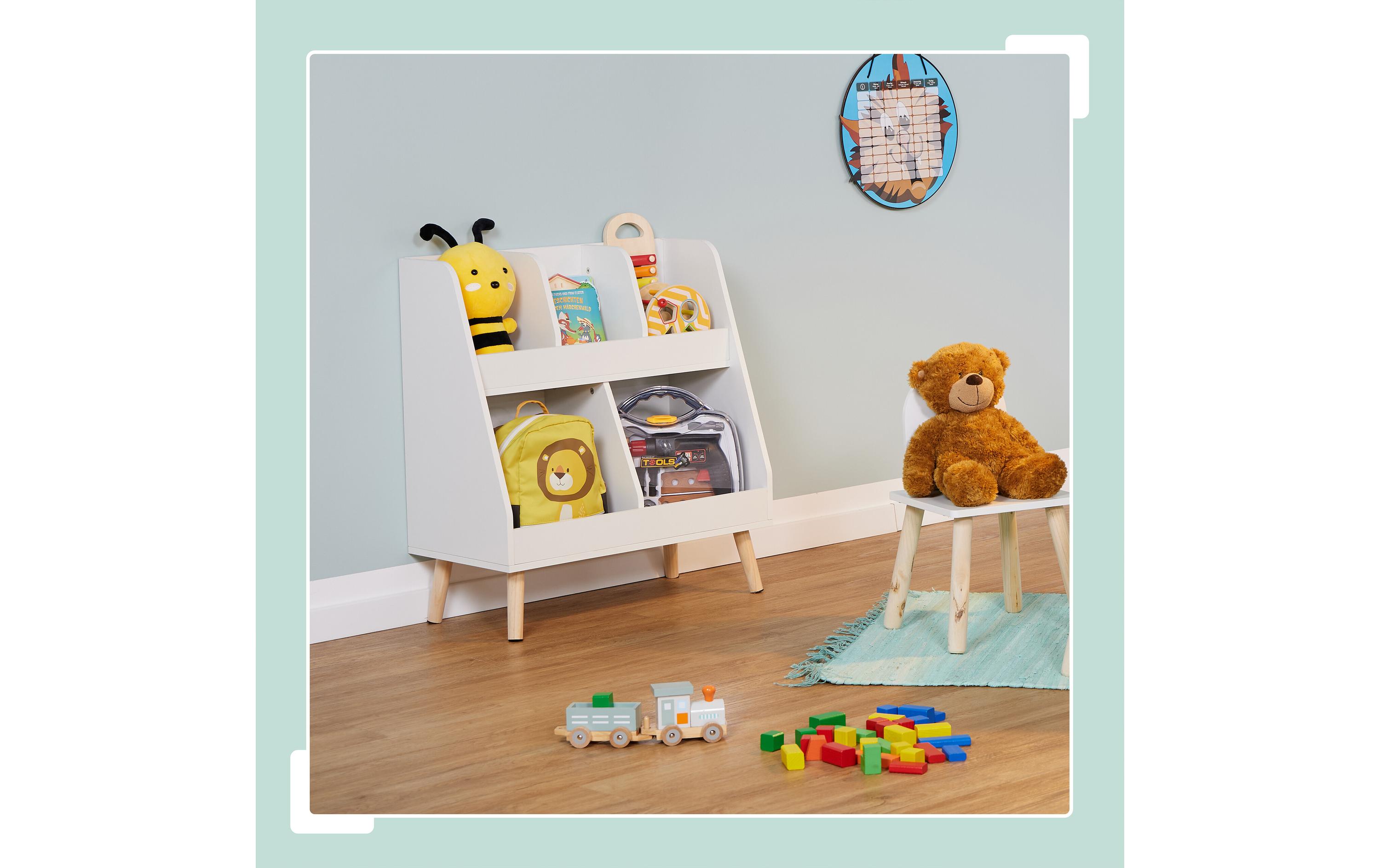 relaxdays Kinderregal mit 5 Fächern Hellbraun; Weiss