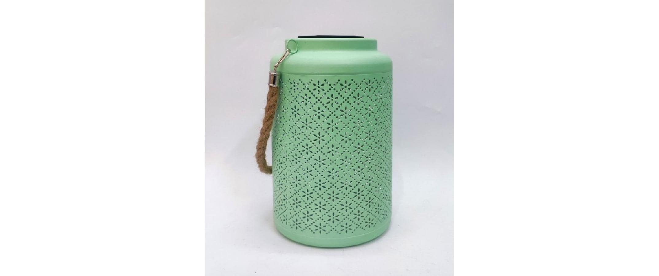 Dameco LED Solar Laterne in Grün aus Metall D15.5 cm H25.5 cm