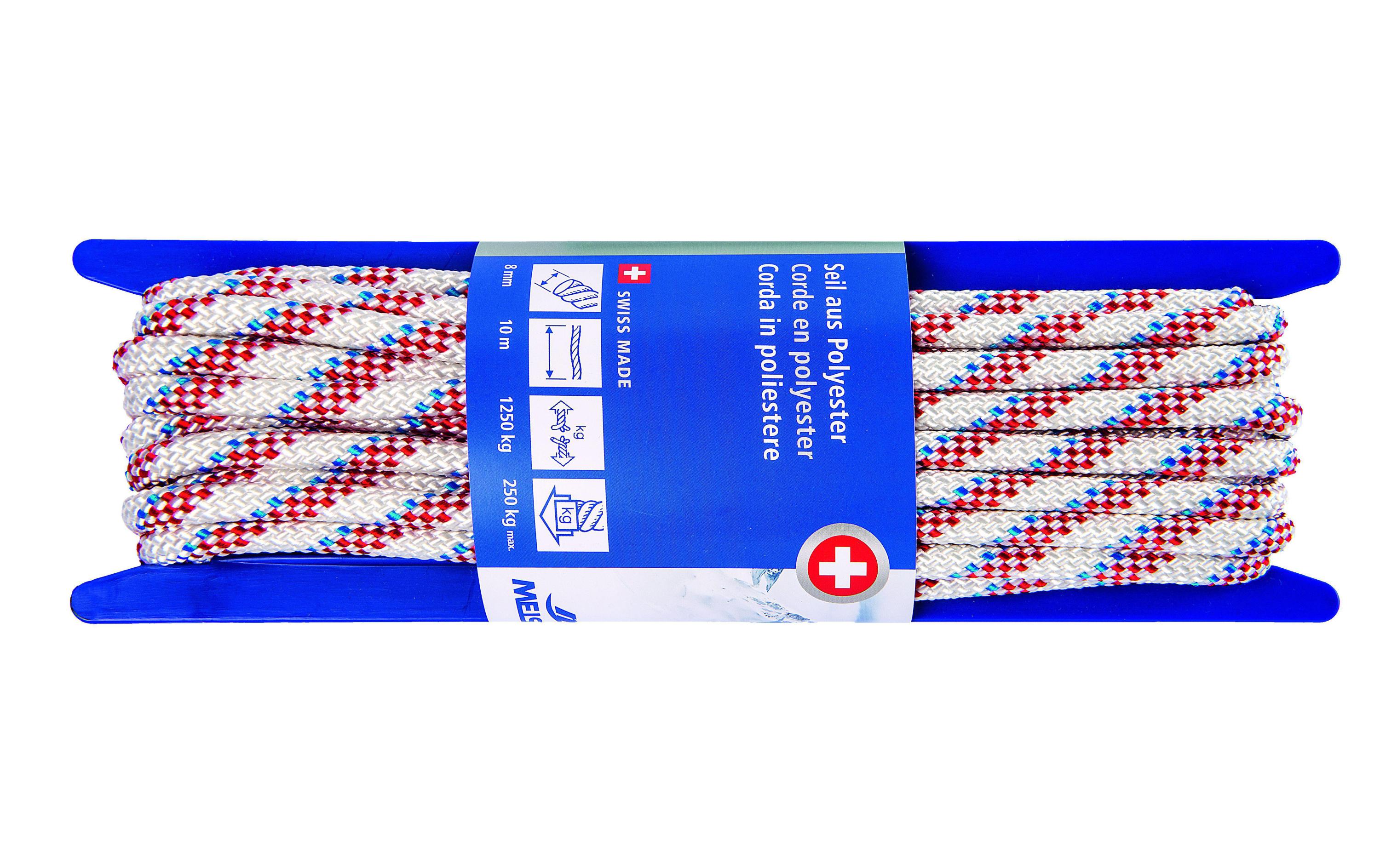 Meister Polyesterseil Ø 8 mm, 10 m, 1250 kg, Weiss-Rot Meister Polyesterseil Ø 8 mm, 10 m, 1250 kg, Weiss-Rot