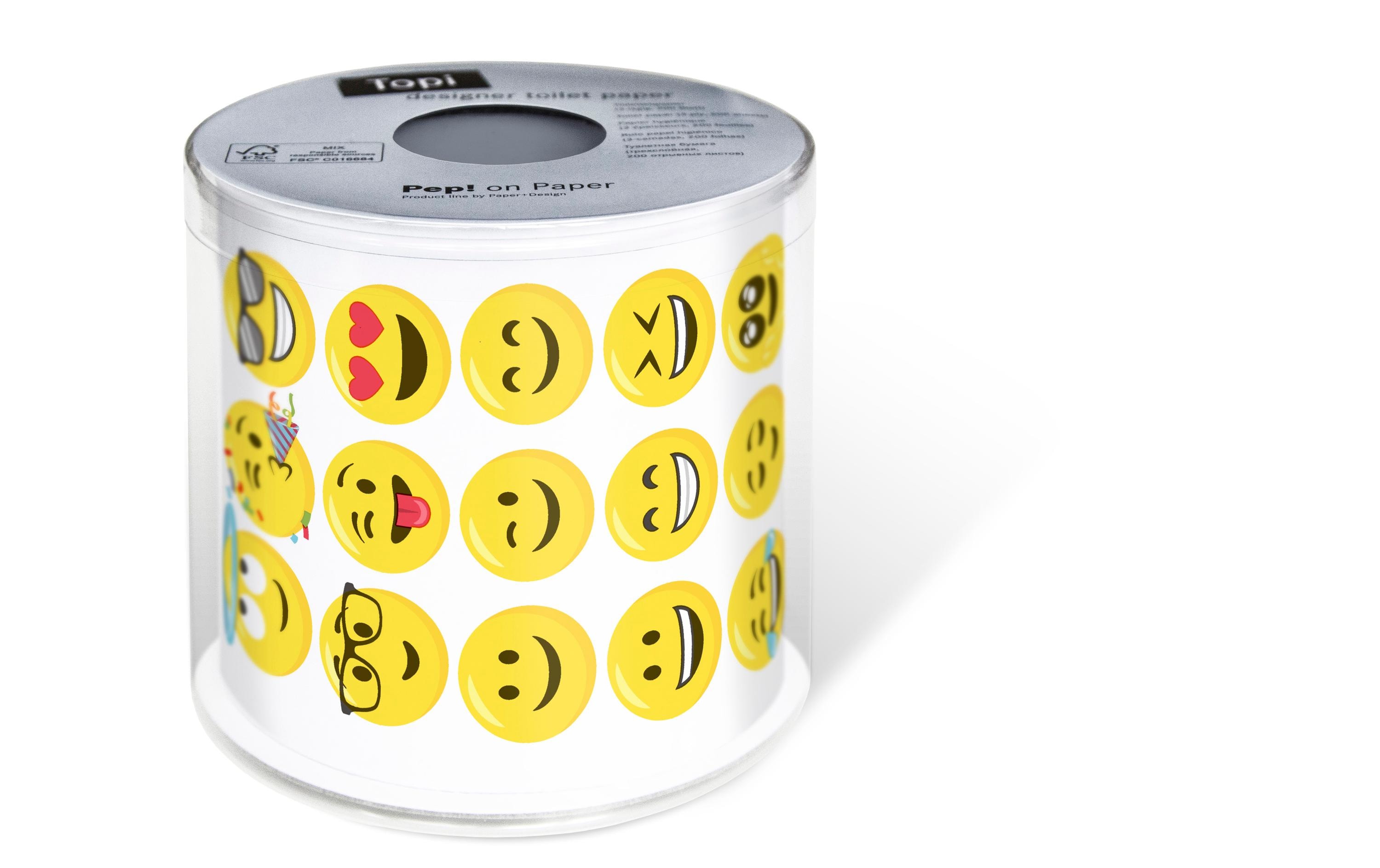 Paper + Design Toilettenpapier Smileys Rollen, 3-lagig, Gelb/Weiss Paper + Design Toilettenpapier Smileys Rollen, 3-lagig, Gelb/Weiss
