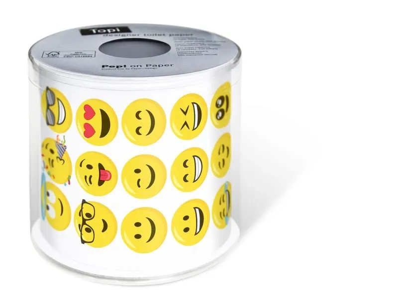 Paper + Design Toilettenpapier Smileys Rollen, 3-lagig, Gelb/Weiss