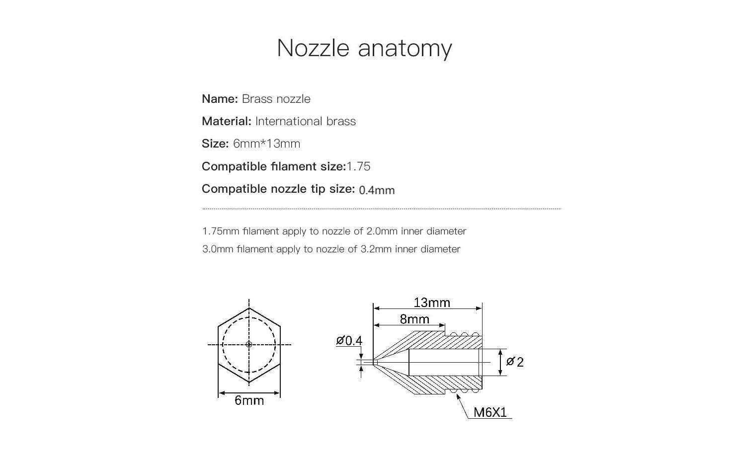 Creality Düse Messing 0.4 mm, 5 Stück