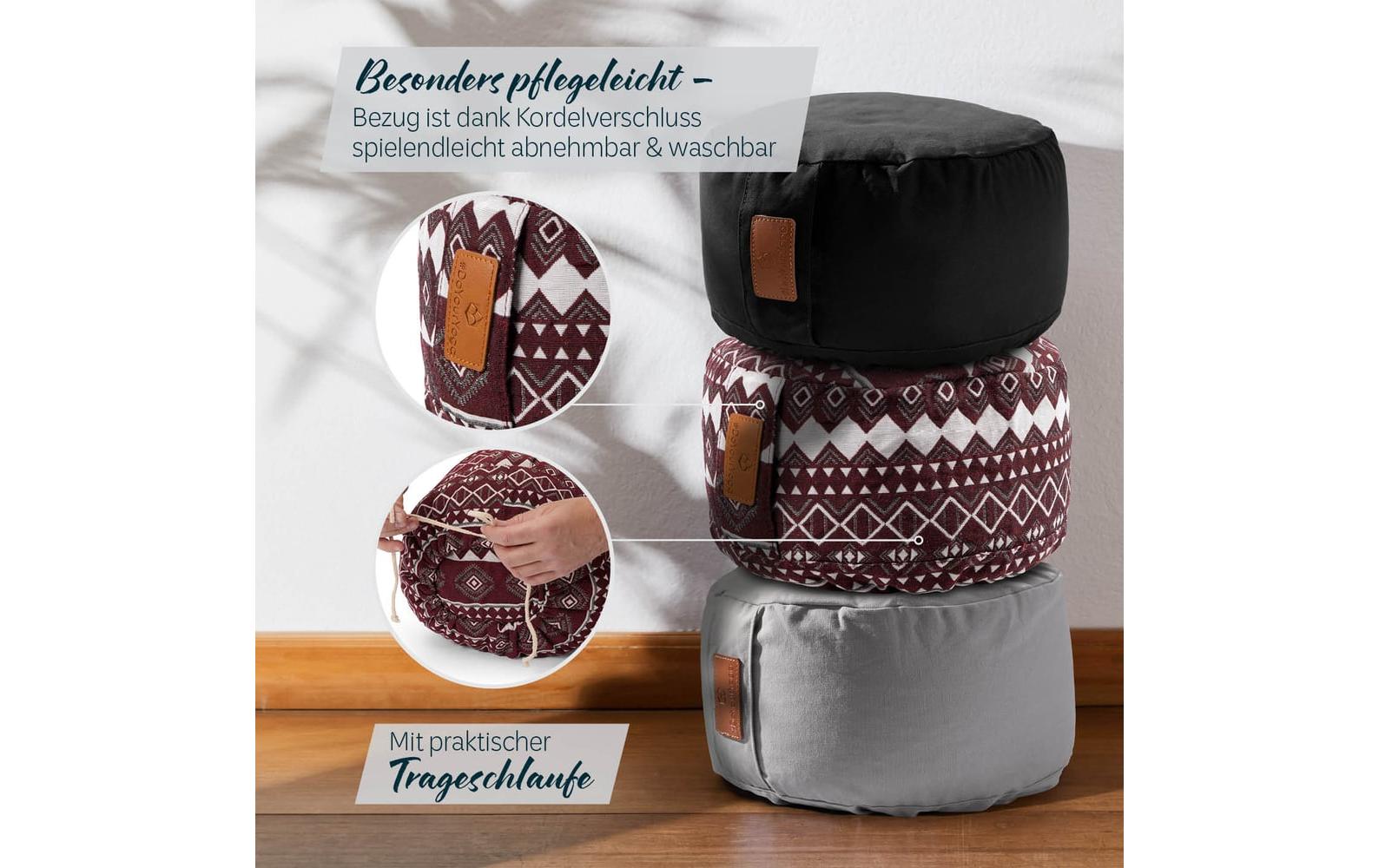 DoYourYoga Yoga-Kissen Vishnu Dinkelspelz, Rot/Weiss