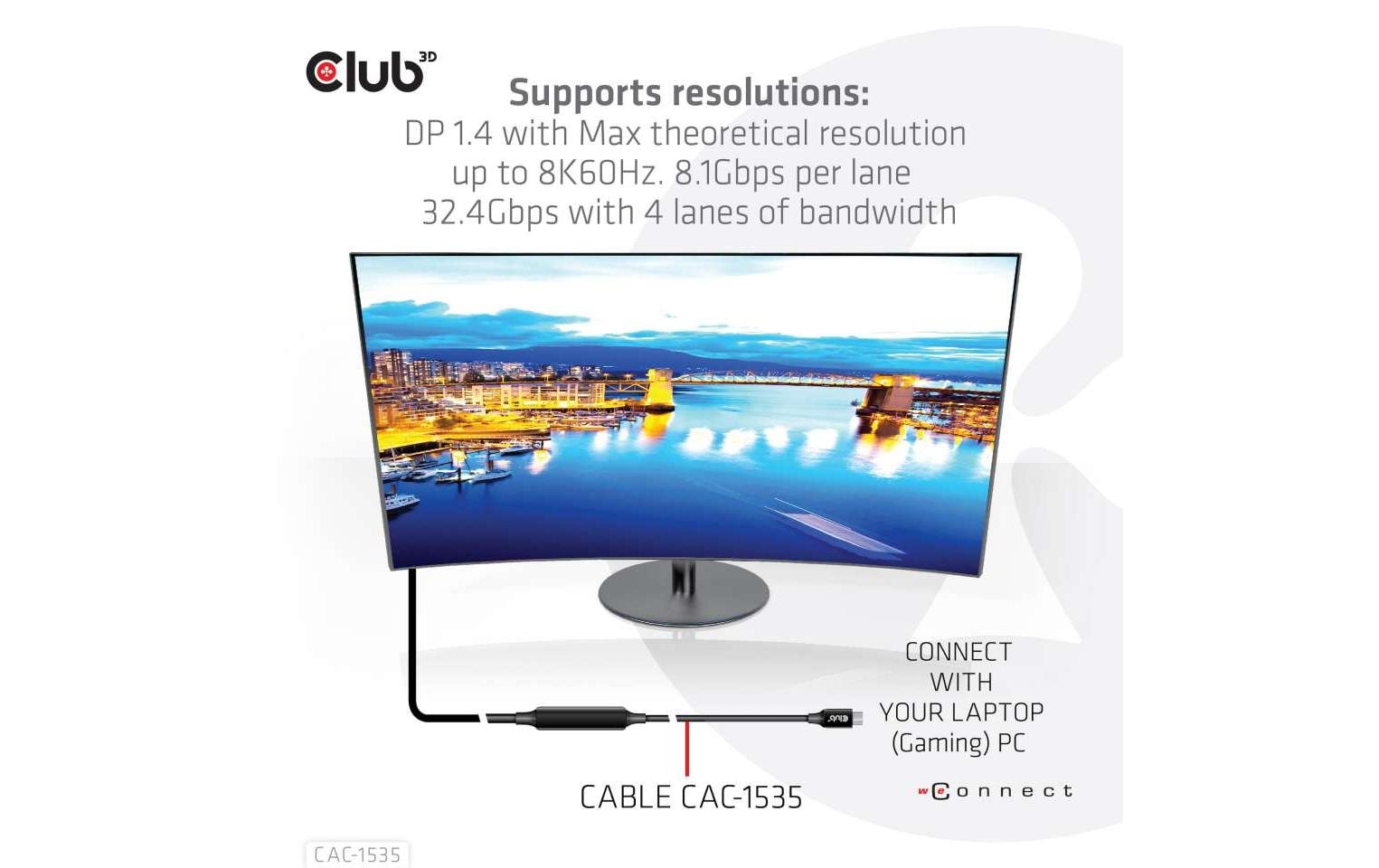 Club 3D Kabel USB Type-C - USB Type-C, 5 m, 8K60Hz