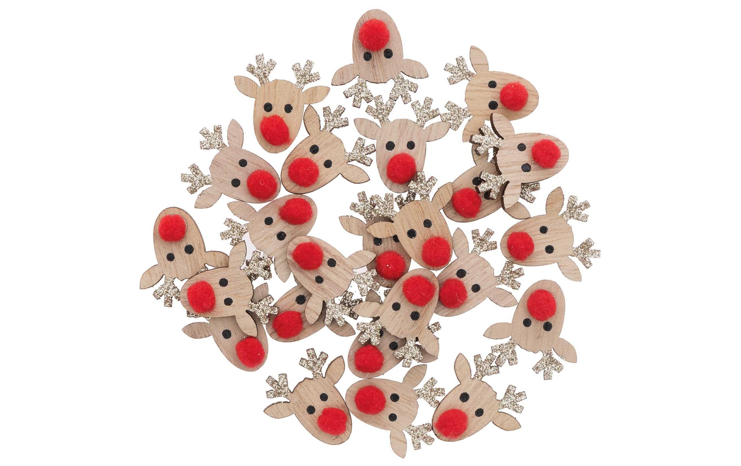 Rico Design Streudeko Rentier 24 Stück, Natur/Gold