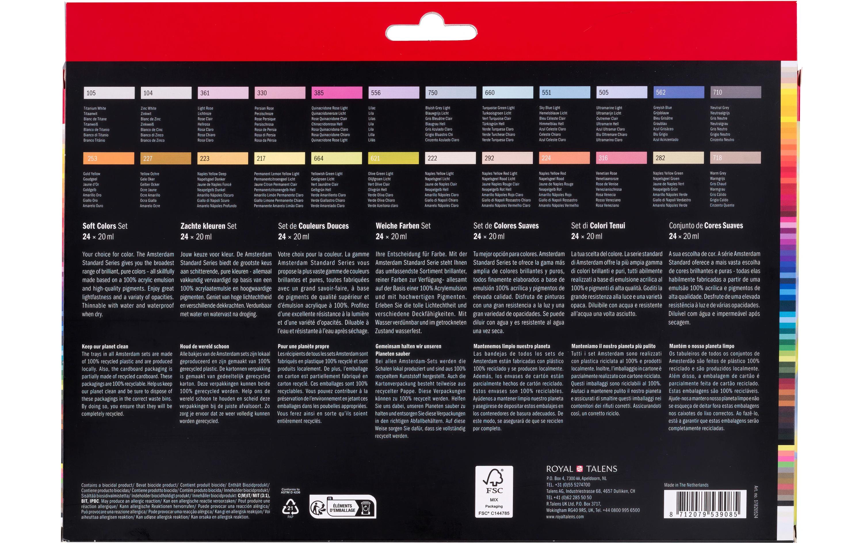 Amsterdam Acrylfarbe Set Soft Colors 24 Tuben à 20 ml