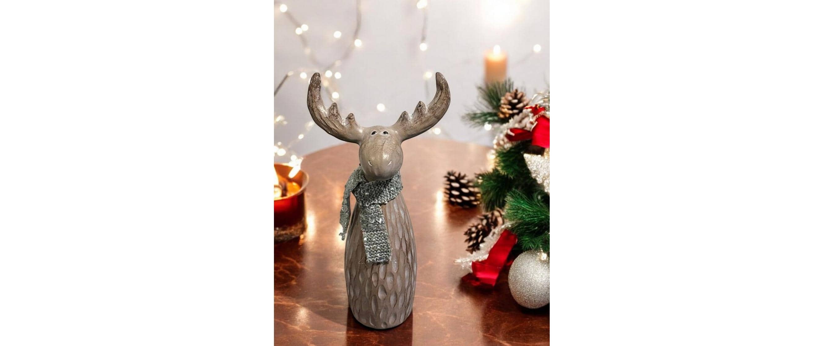 Dameco Weihnachtsfigur Elch mit Schal 26 cm, Braun