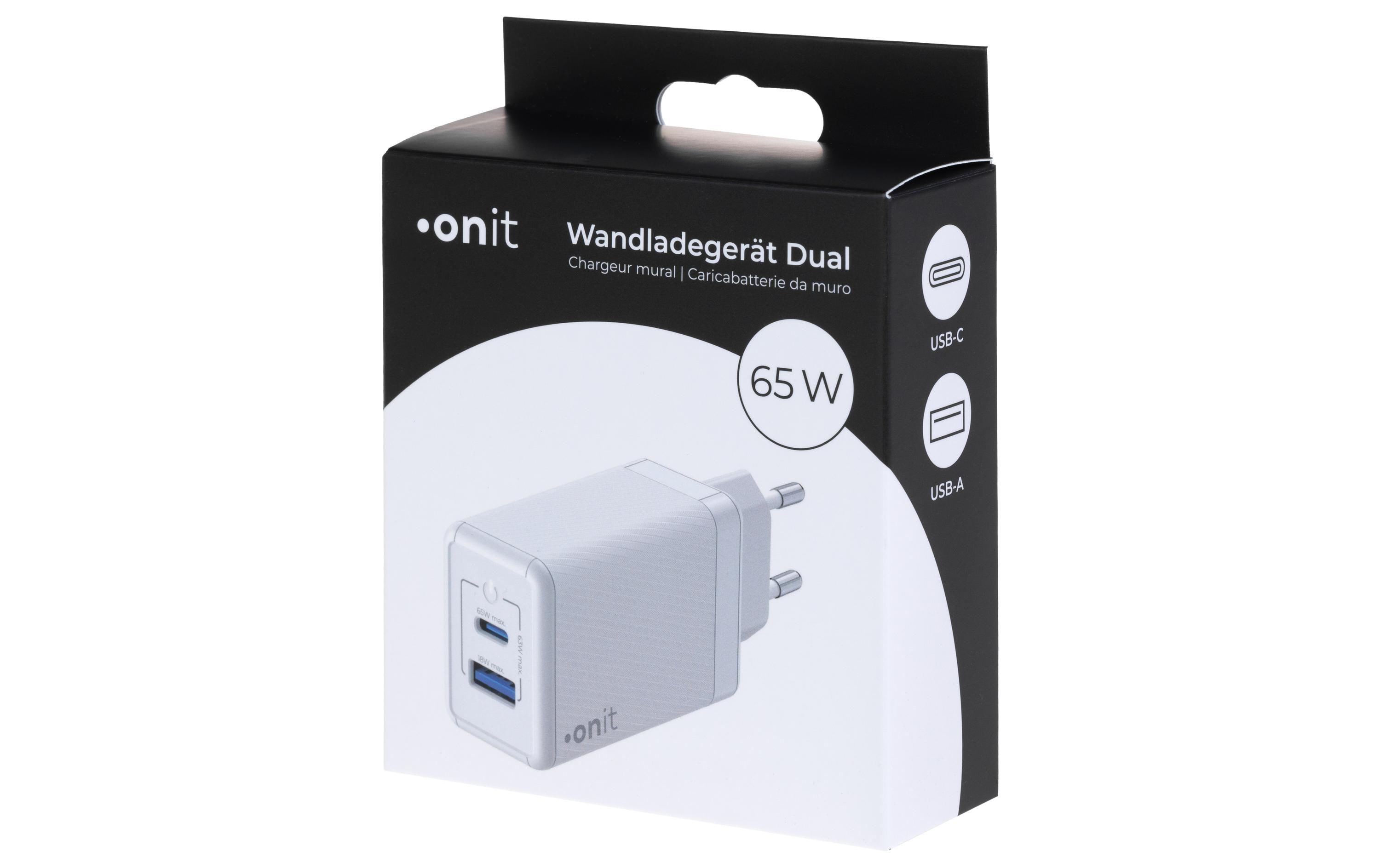 onit USB-Wandladegerät Dual QC4+ 65 W GaN Weiss