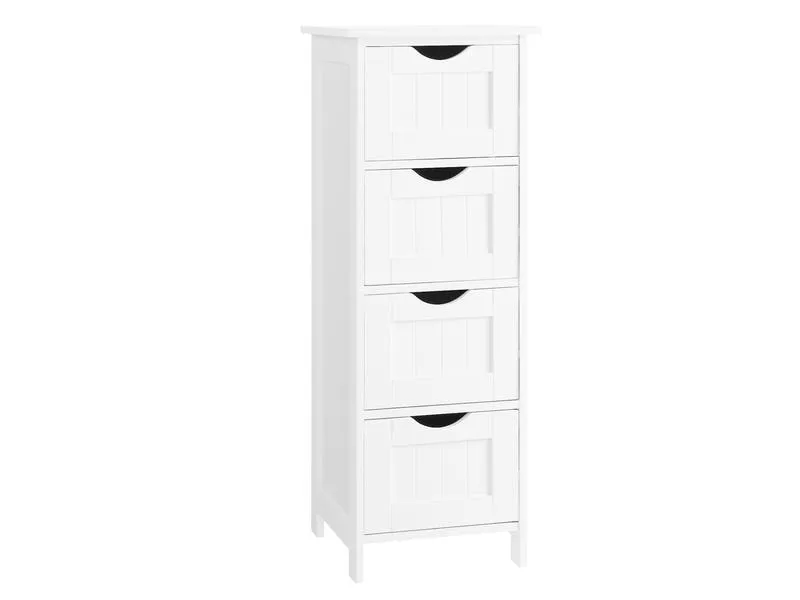 VASAGLE Badezimmerregal mit 4 Schubladen 30 x 82 cm, Weiss