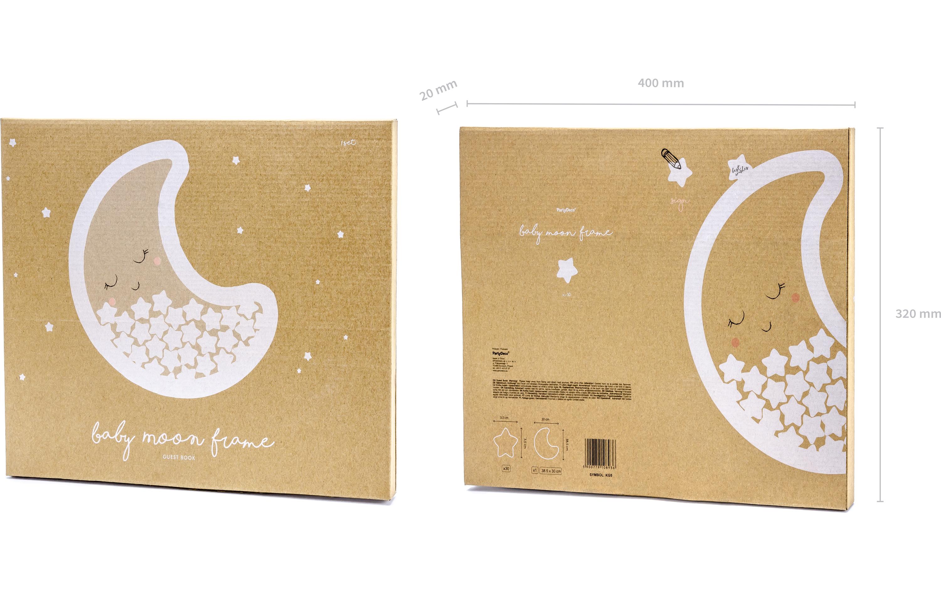 Partydeco Gästebuch Mond Weiss