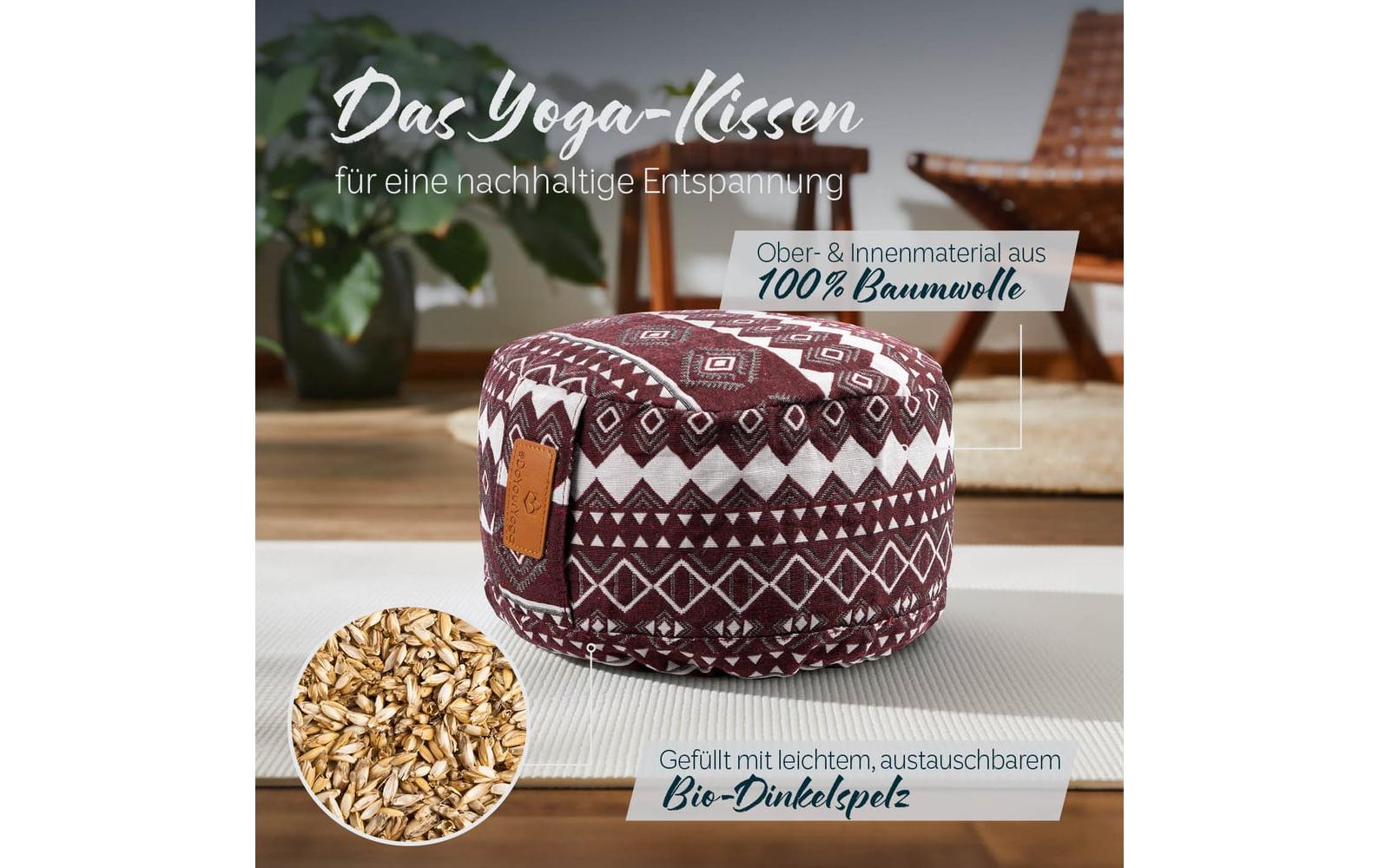 DoYourYoga Yoga-Kissen Vishnu Dinkelspelz, Rot/Weiss