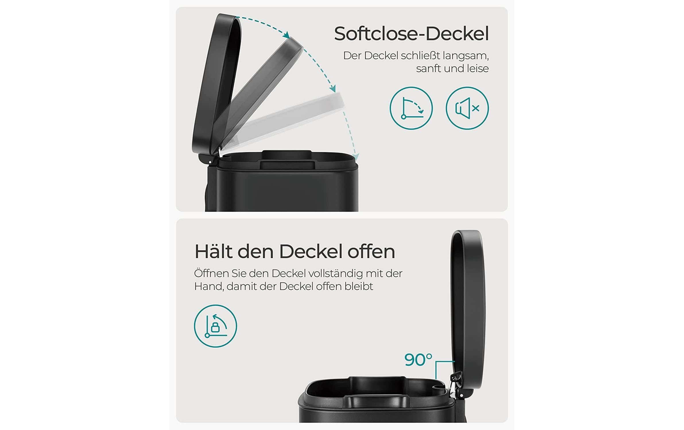 Songmics Abfalleimer 30 l, Grau