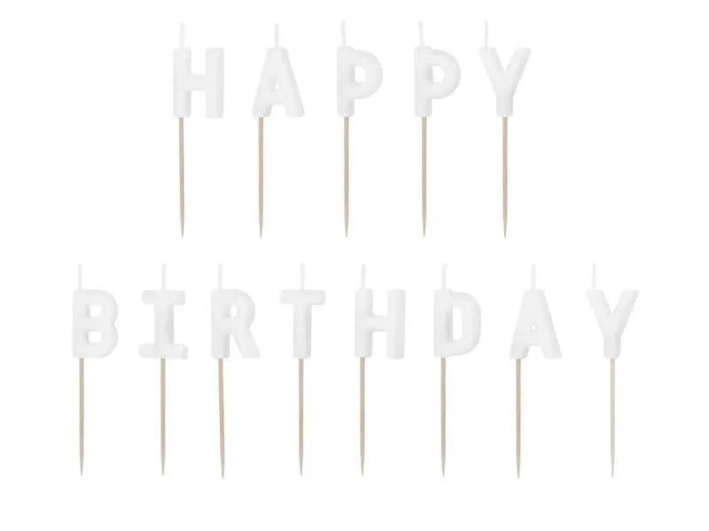 Partydeco Happy Birthday 2.5 cm, Weiss Partydeco Happy Birthday 2.5 cm, Weiss