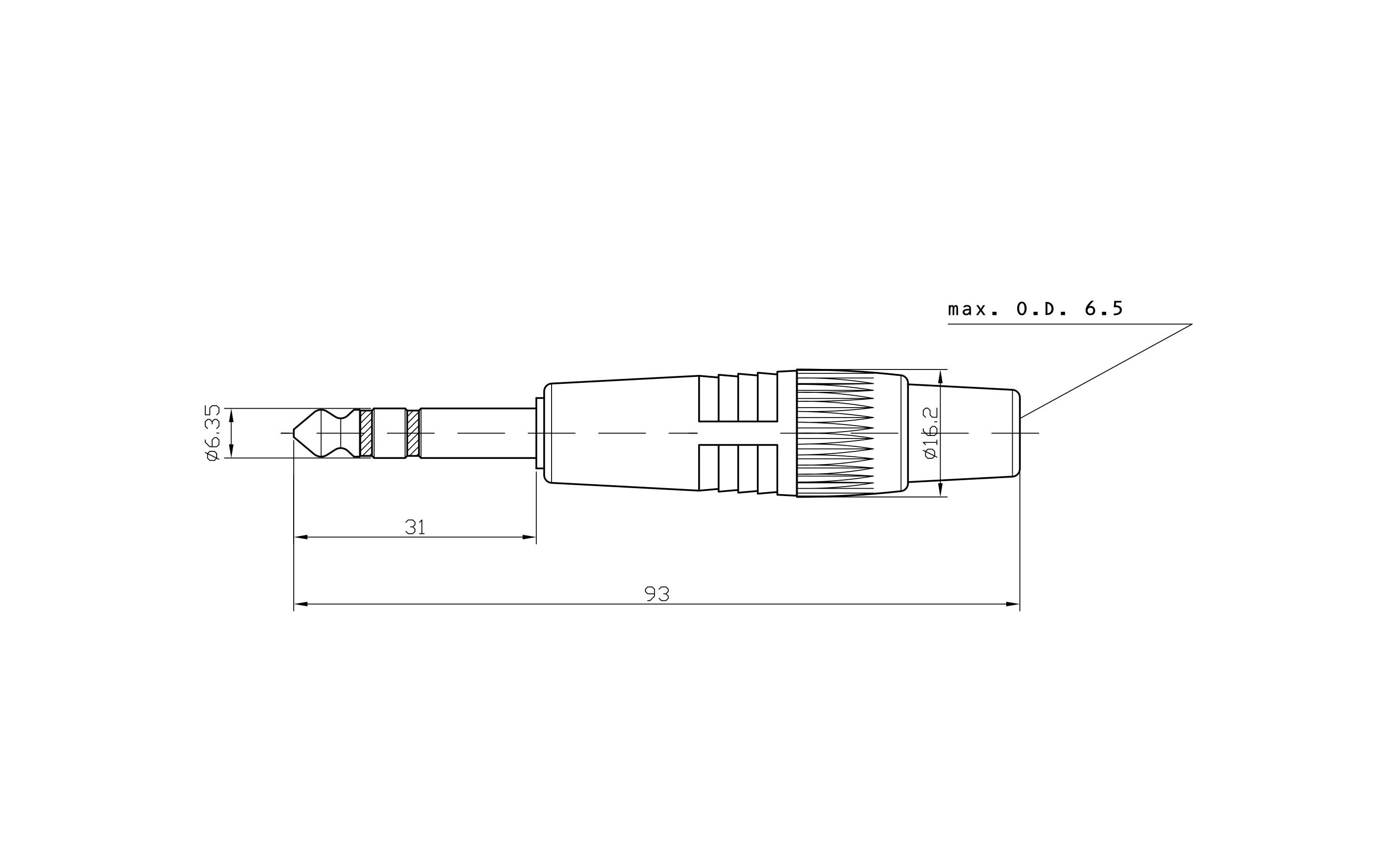 Bemero Stecker BC2002BK-M 6.3mm stereo Klinkenstecker schwarz