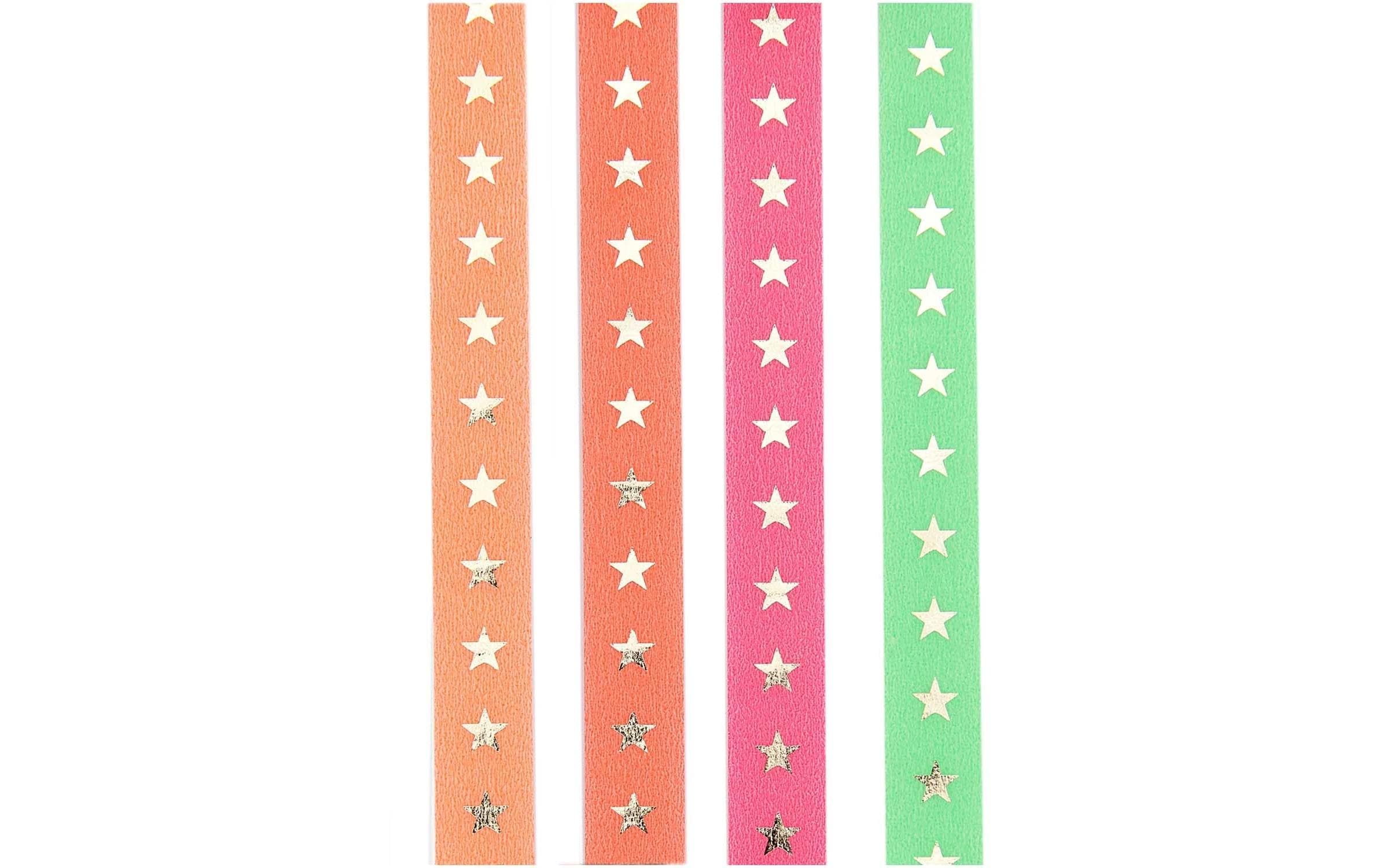 Rico Design Washi Tape Sterne 4 Stück, Neonfarben, 10 m