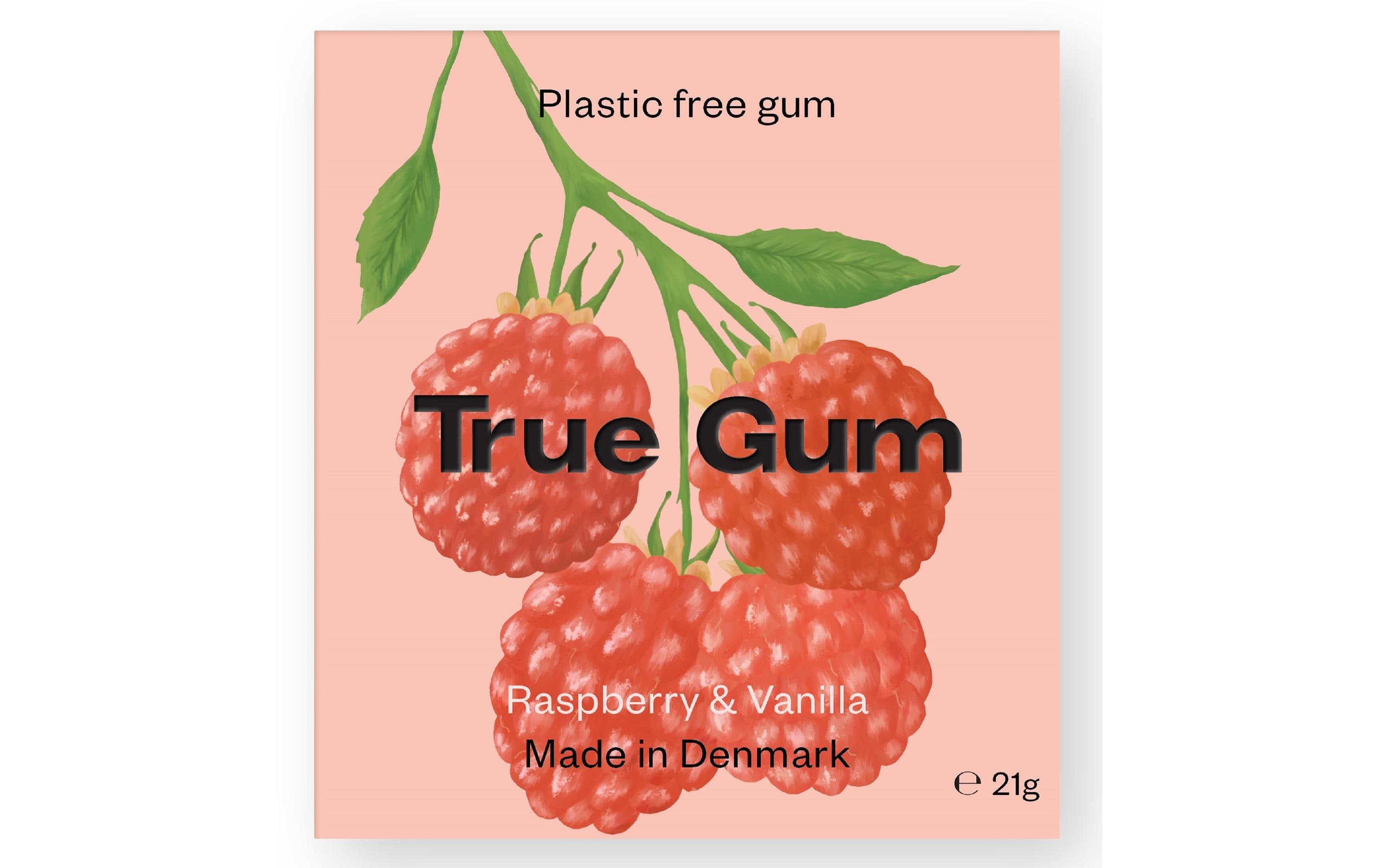 True Gum Kaugummi Himbeere & Vanille 21 g