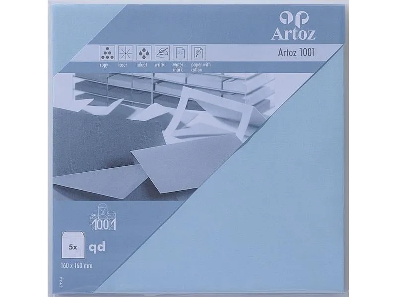 Artoz Couvert 1001, 16 x 16 cm, 5 Stück, Pastellblau