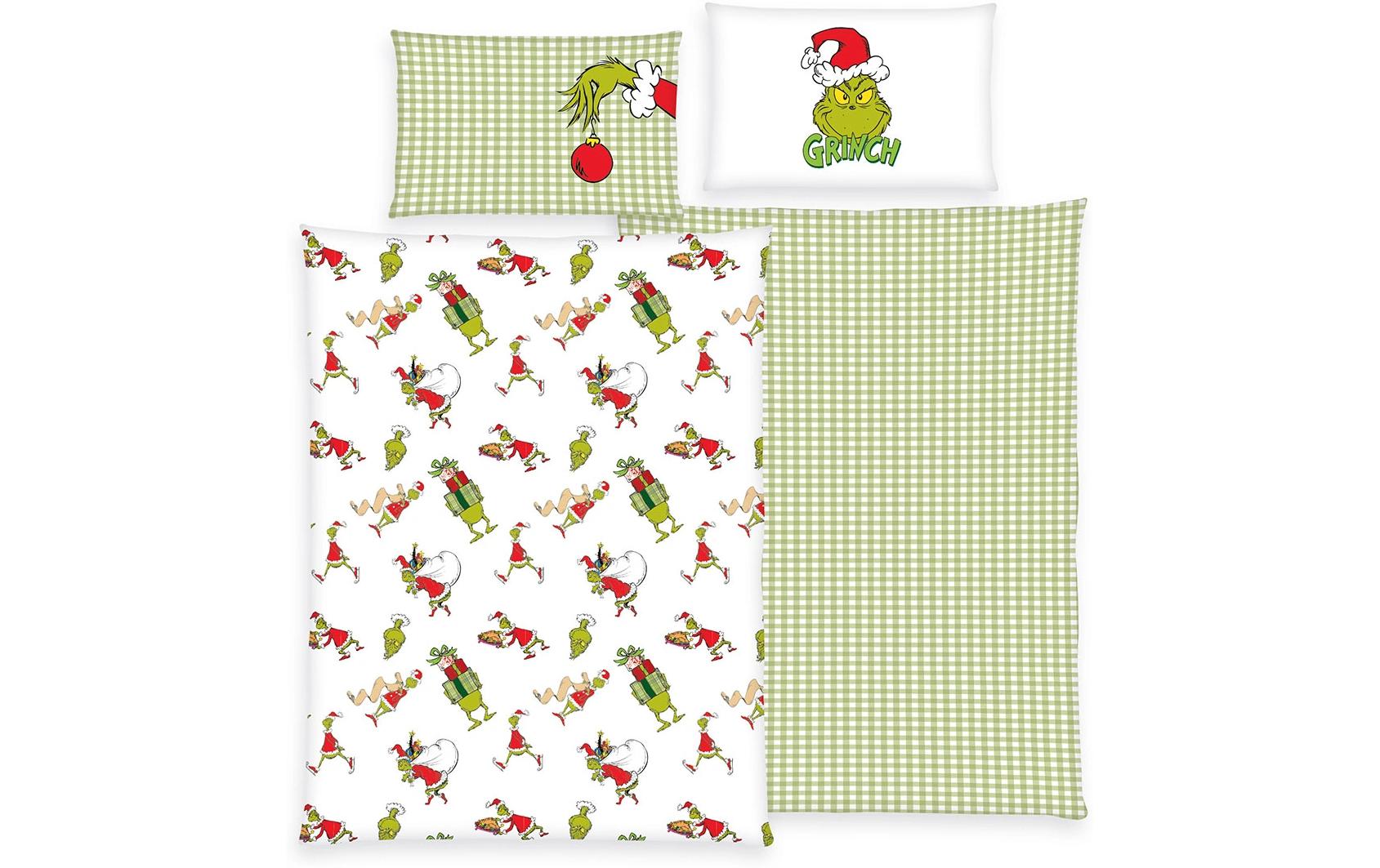 Herding Kinder Bettwäschegarnitur Grinch, 160 x 210 cm + 65 x 100 cm