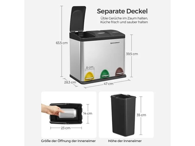 Songmics Abfalleimer 24 l, Silber Songmics Abfalleimer 24 l, Silber