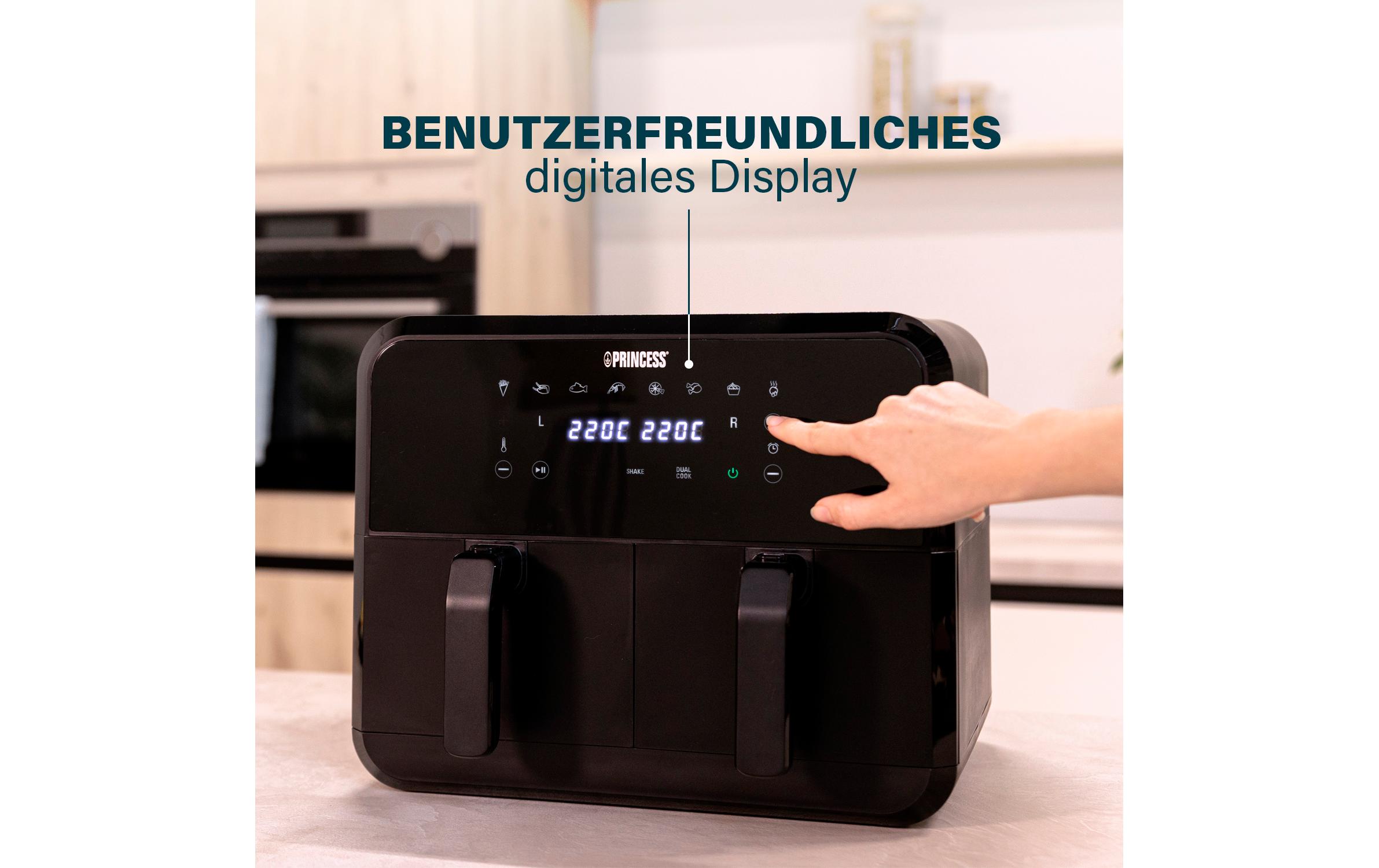 Princess Heissluft-Fritteuse 182068 Double Basket Airfryer 8 l