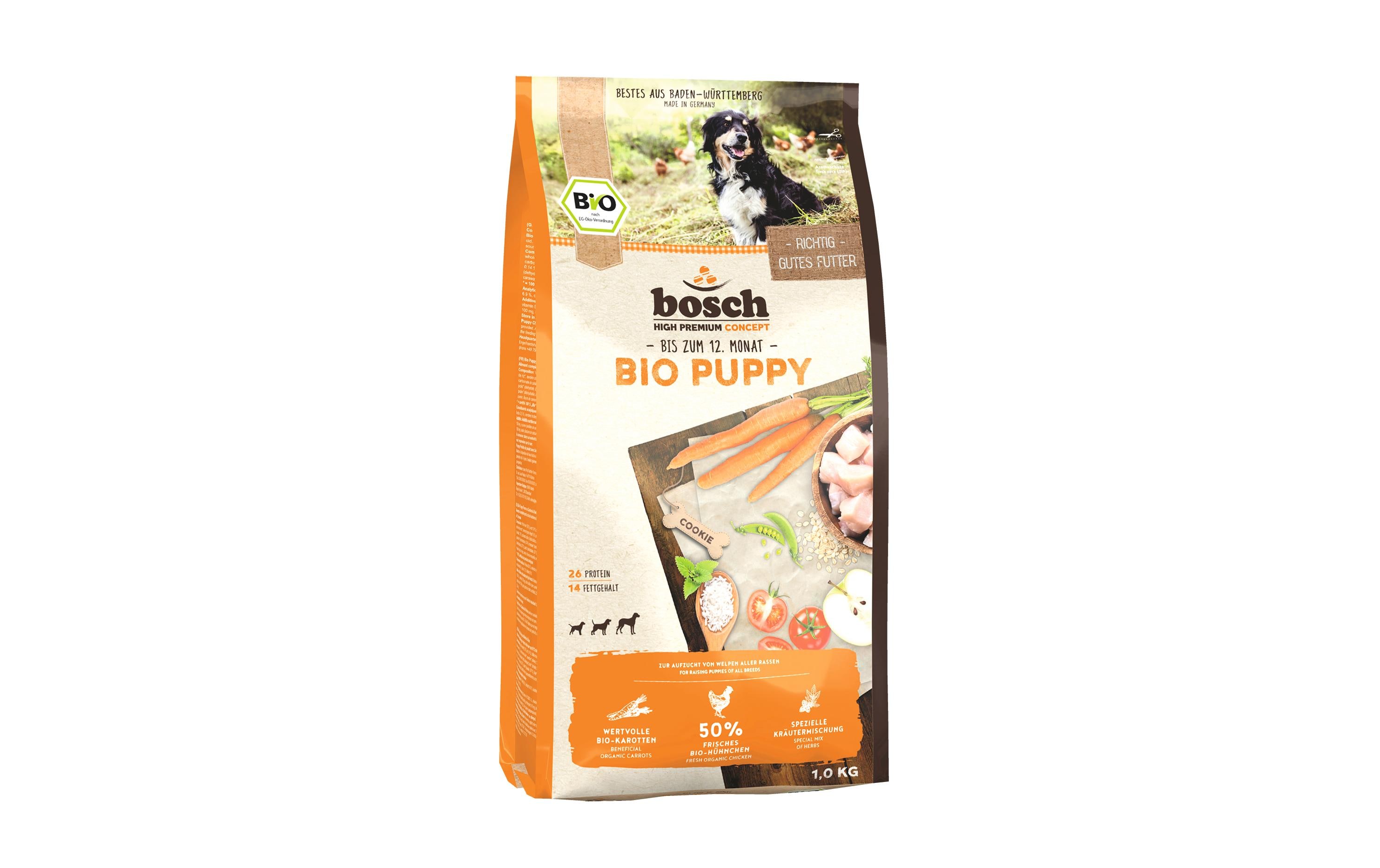 Bosch Tiernahrung Trockenfutter Bio Puppy Huhn & Karotte, 1 kg