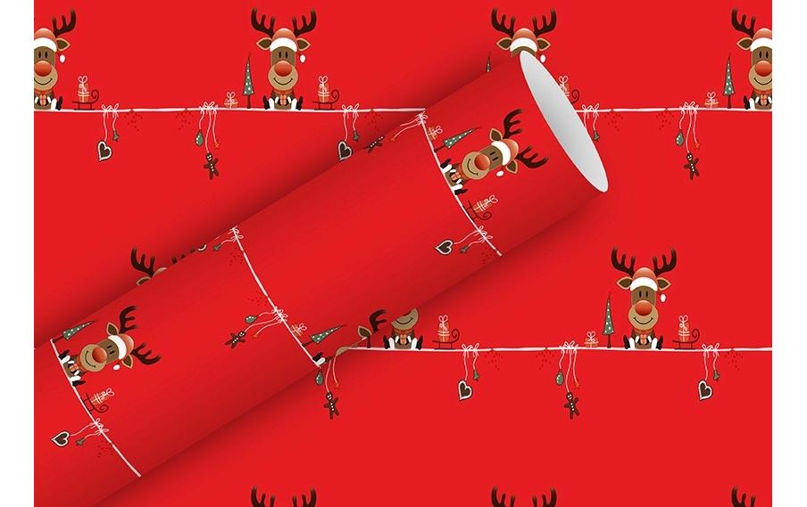 Braun + Company Geschenkpapier Little Rudy 2m x 70 cm, Rot