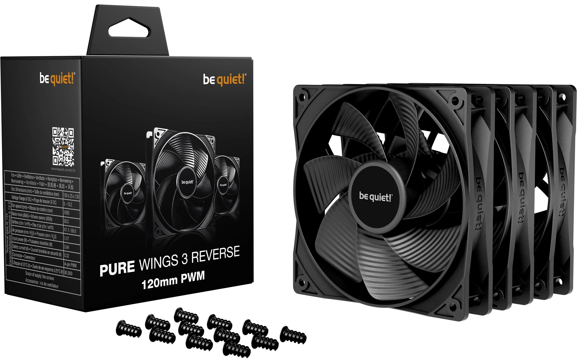 be quiet! PC-Lüfter PURE WINGS 3 120mm PWM Reverse 3-Pack