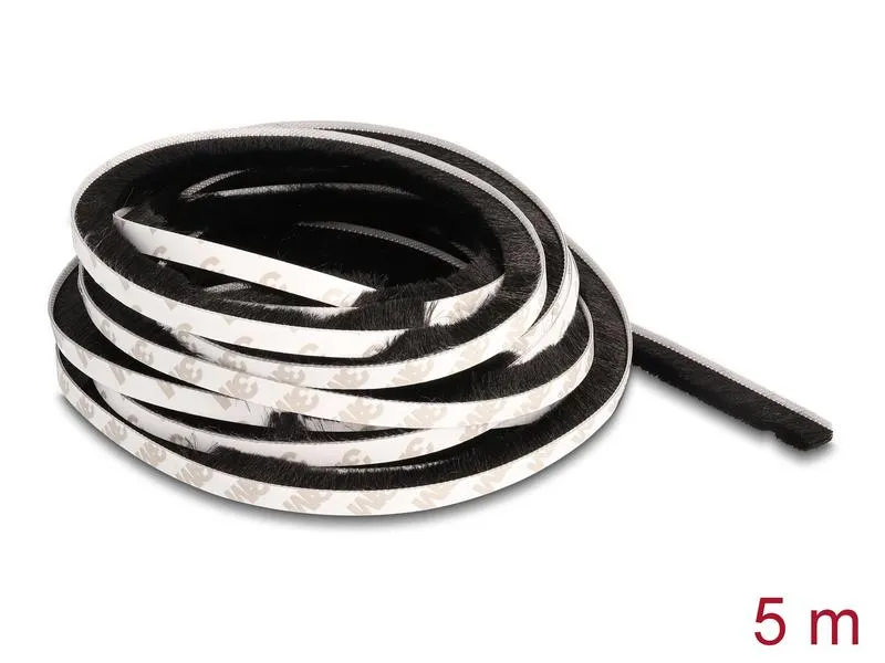 Delock Bürstenstreifen selbstklebend schwarz, 10mm - 5m