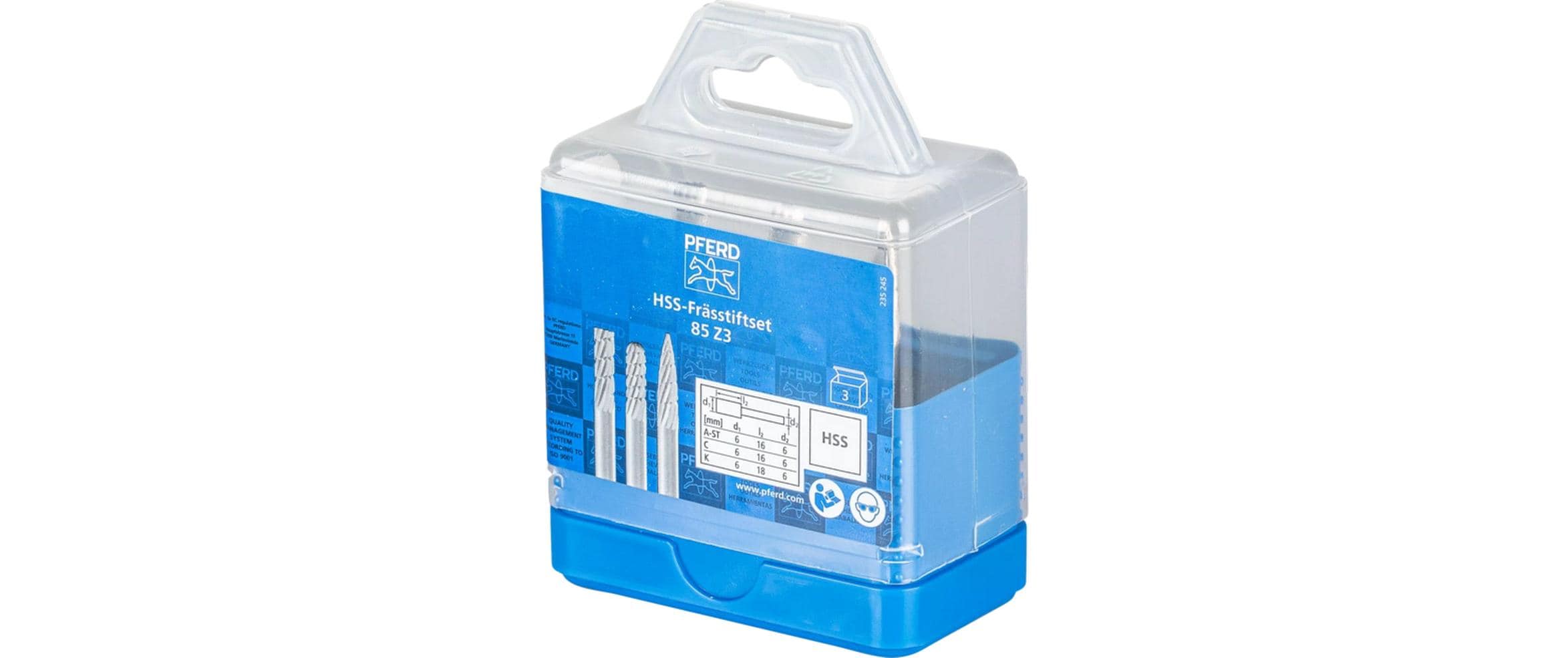 Pferd HSS-Frässtifte-Set 85, 3-tlg. Zahnung 3, Schaft-Ø 6 mm