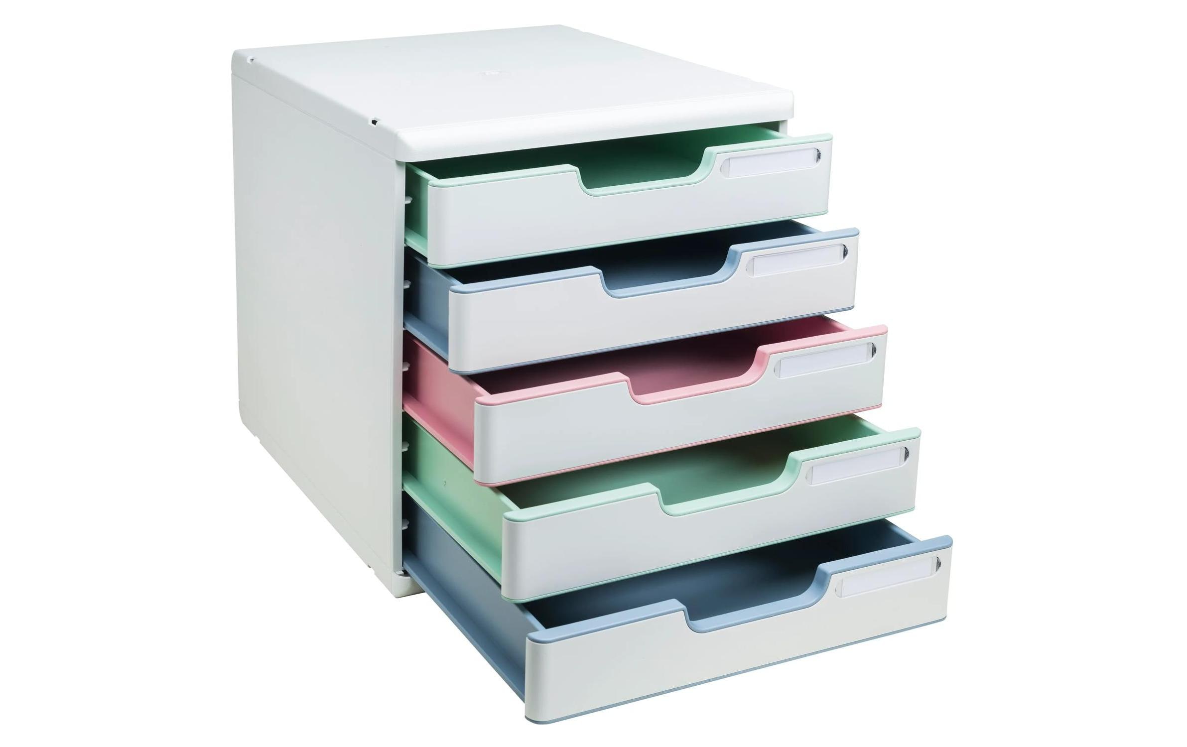 Exacompta Schubladenbox Modulo AutentiK, A4+, 5 Schubladen, Mehrfarbig