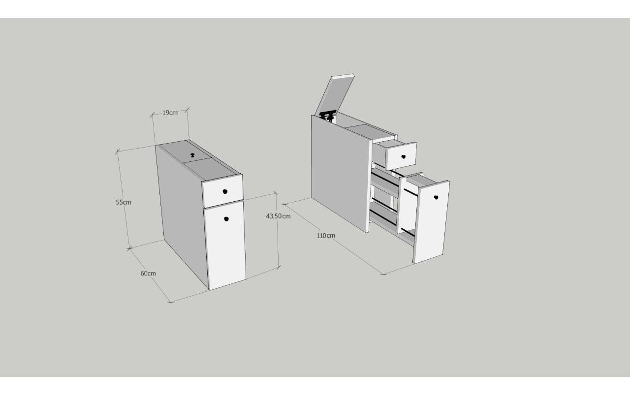 Woody Fashion Badezimmerregal Calencia 19 x 55 x 60 cm, Nature