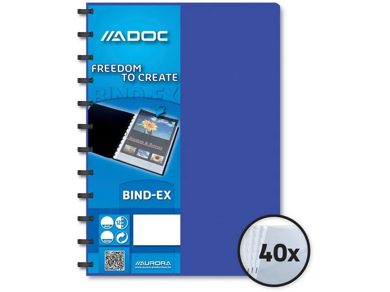 Adoc Sichtbuch Bind-Ex A4, 40 Taschen, Blau