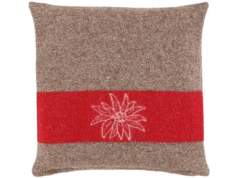 Eskimo Kissen Edelweiss 45 x 45 cm, Braun/Rot
