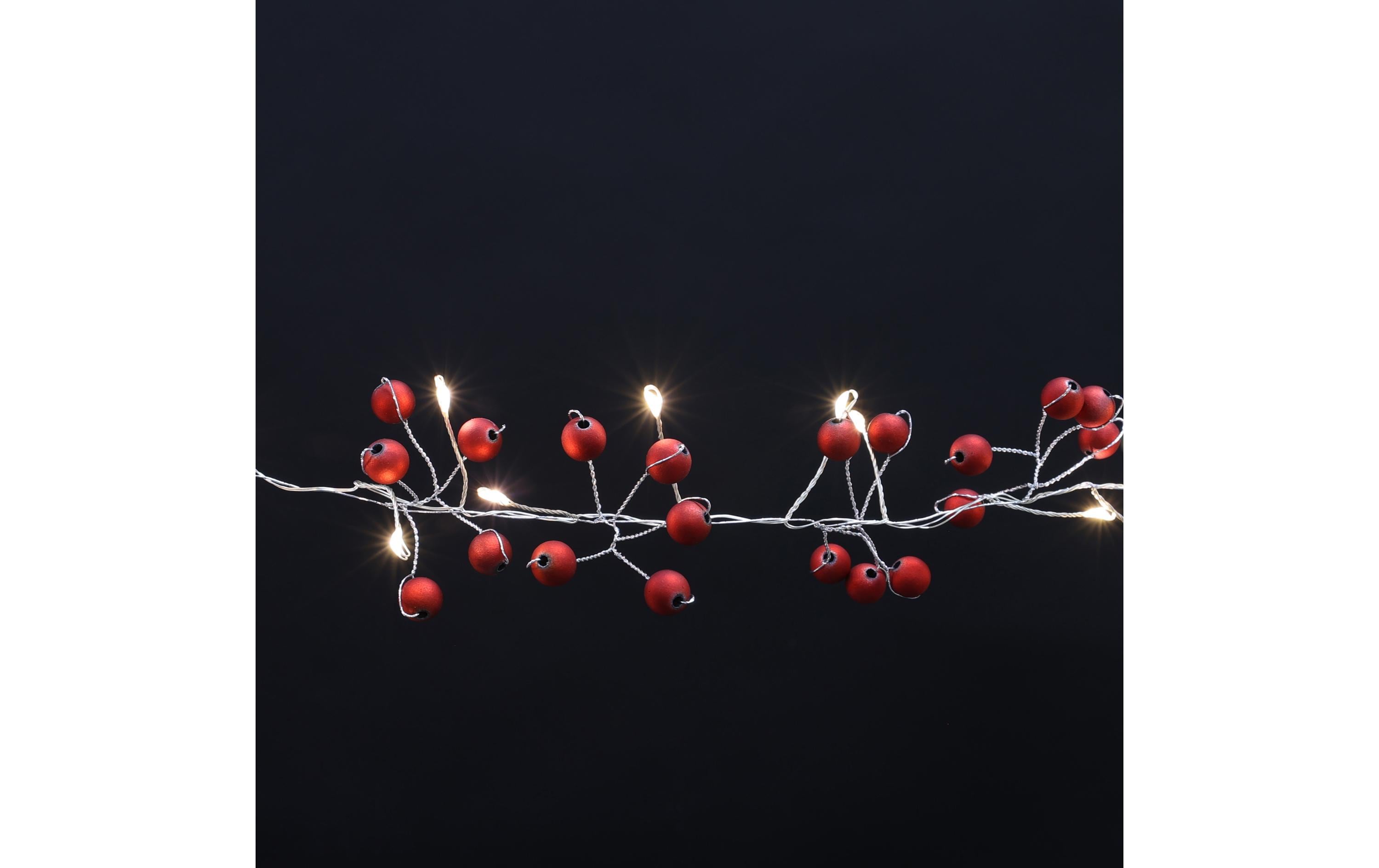 Dameco LED Lichterkette mit roten Kügelchen, 72 Lampen, 1.8 m
