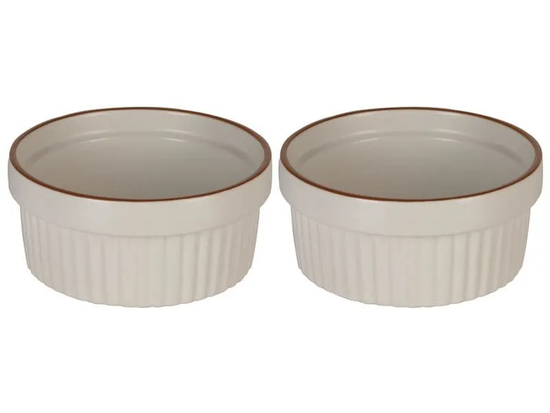 FURBER Auflaufform-Set 2 Stück, 290 ml Rund, Sandweiss