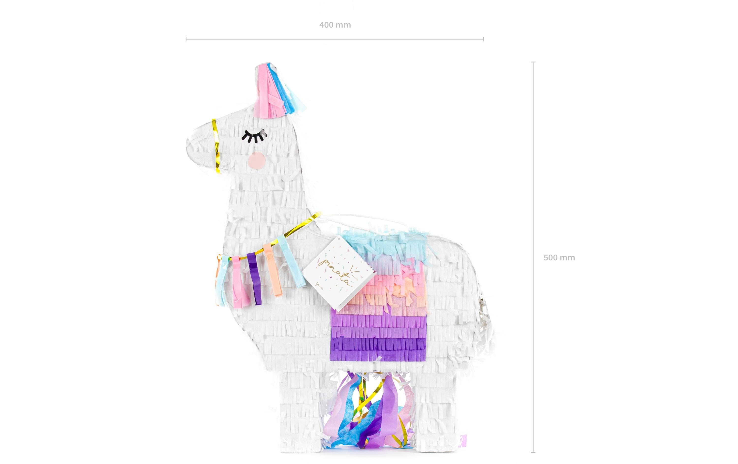 Partydeco Pinata Lama, 41 x 49.5 x 10 cm, Weiss, 1 Stück