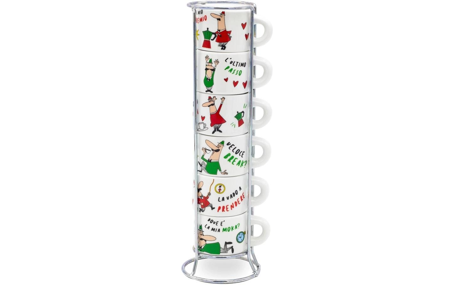 Bialetti Kaffeetassen Set 65 ml, 6 Stück, Mehrfarbig