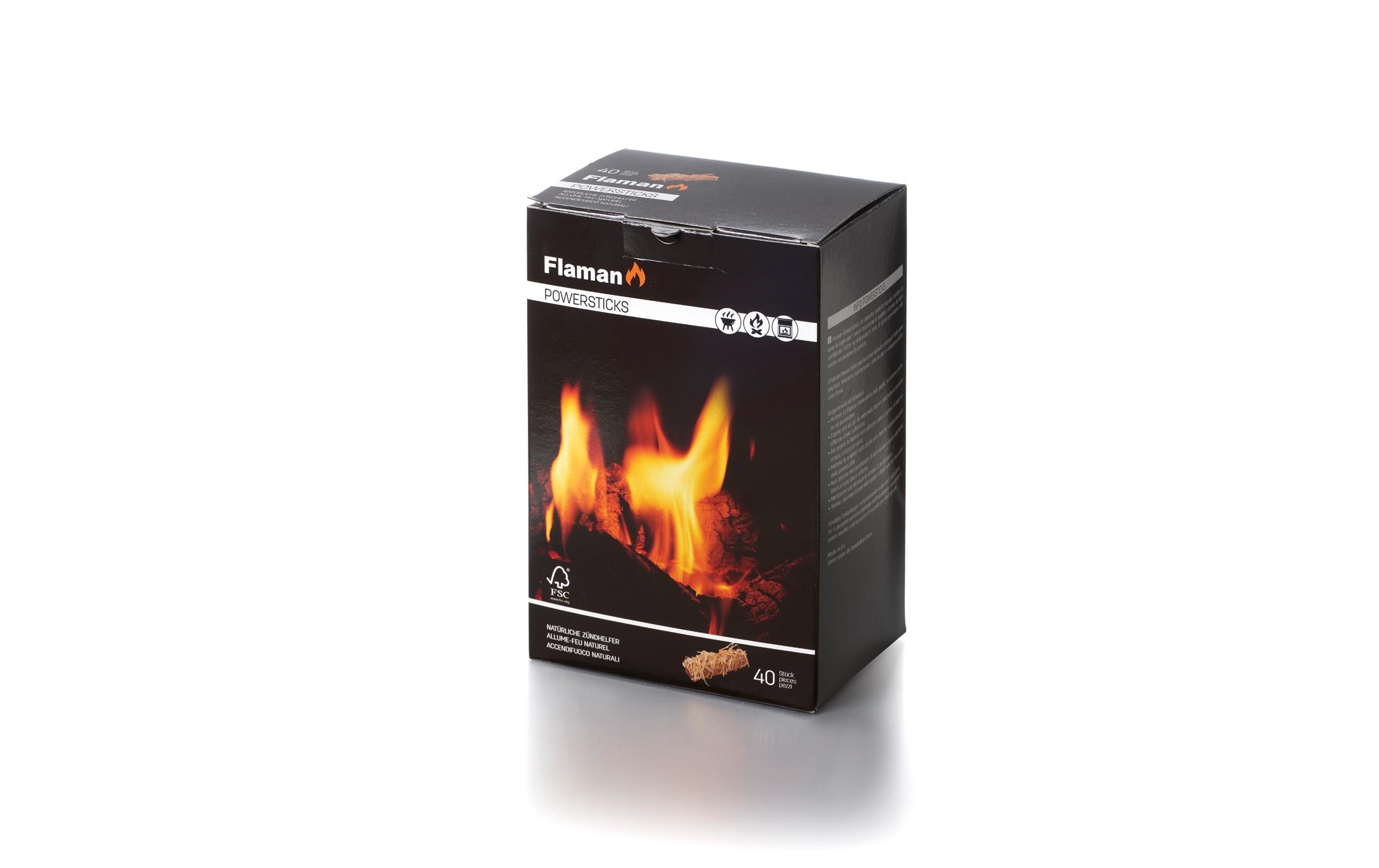 Flaman Grillanzünder Powersticks, 40 Stück, FSC