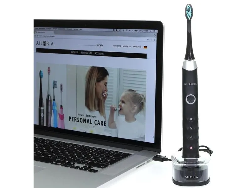 Ailoria Schallzahnbürste Shine Bright Schwarz, inkl. USB-Ladegerät Ailoria Schallzahnbürste Shine Bright Schwarz, inkl. USB-Ladegerät