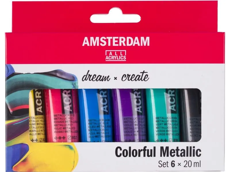 Amsterdam Acrylfarbe Set Colorful Metallic 6 Tuben à 20 ml Amsterdam Acrylfarbe Set Colorful Metallic 6 Tuben à 20 ml