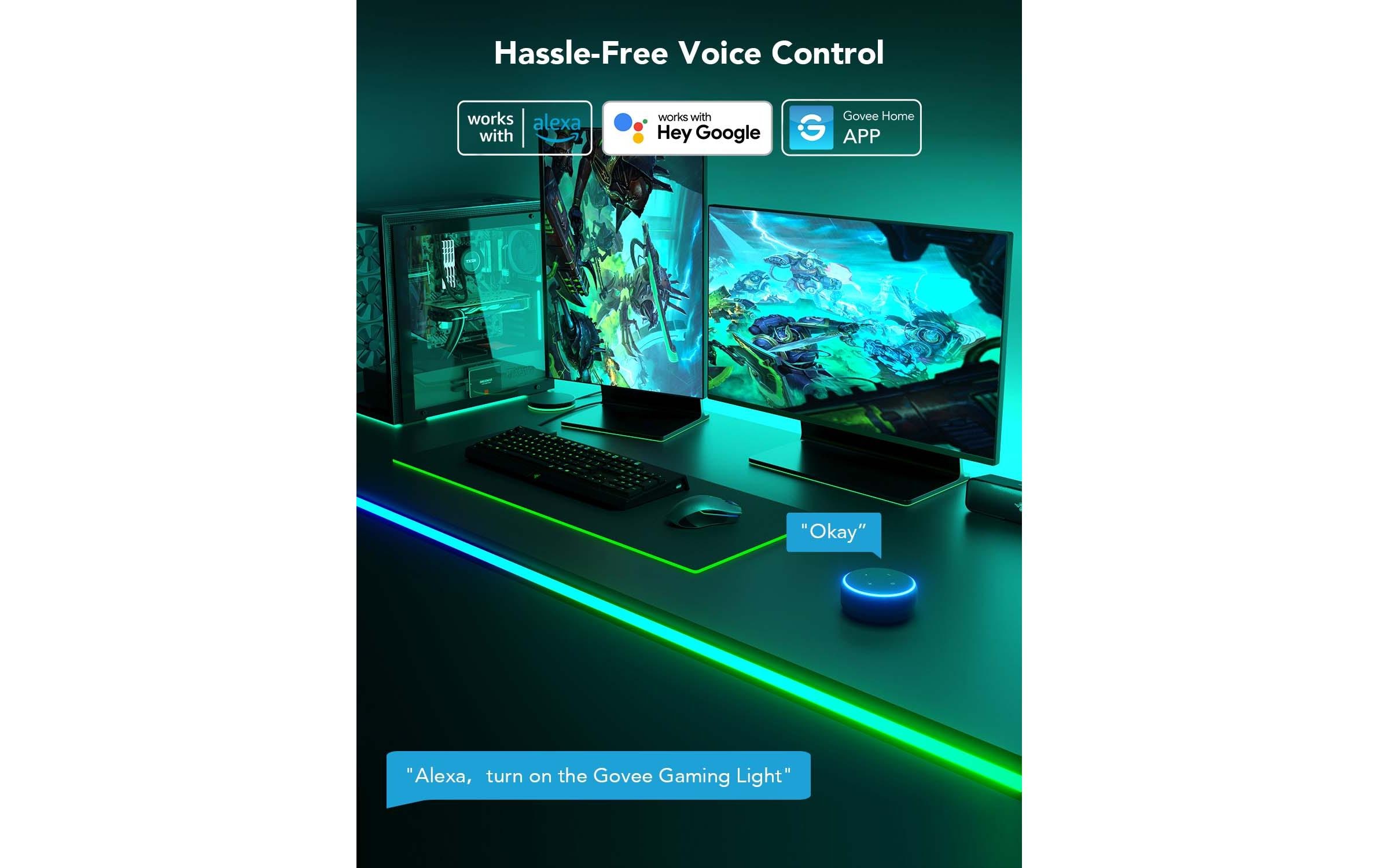 Govee LED Stripe Neon Gaming Table Light, 3 m, RGBIC, Wi-Fi + BT