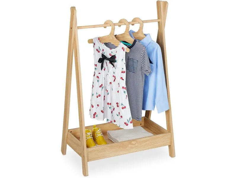 relaxdays Kleiderständer für Kinder 64.5 x 99 cm, Braun