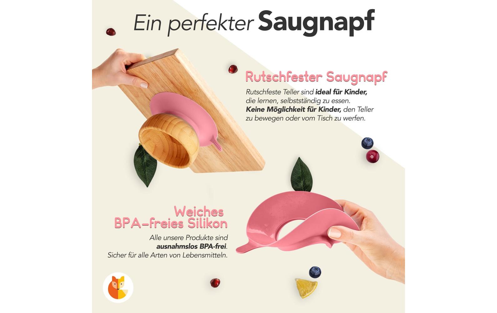 Kleinfuchs Kinderteller Bambus Schmetterling Rosa Kleinfuchs Kinderteller Bambus Schmetterling Rosa