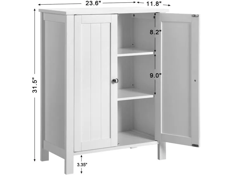 VASAGLE Badezimmerregal mit Doppeltür 60 x 80 cm, Weiss