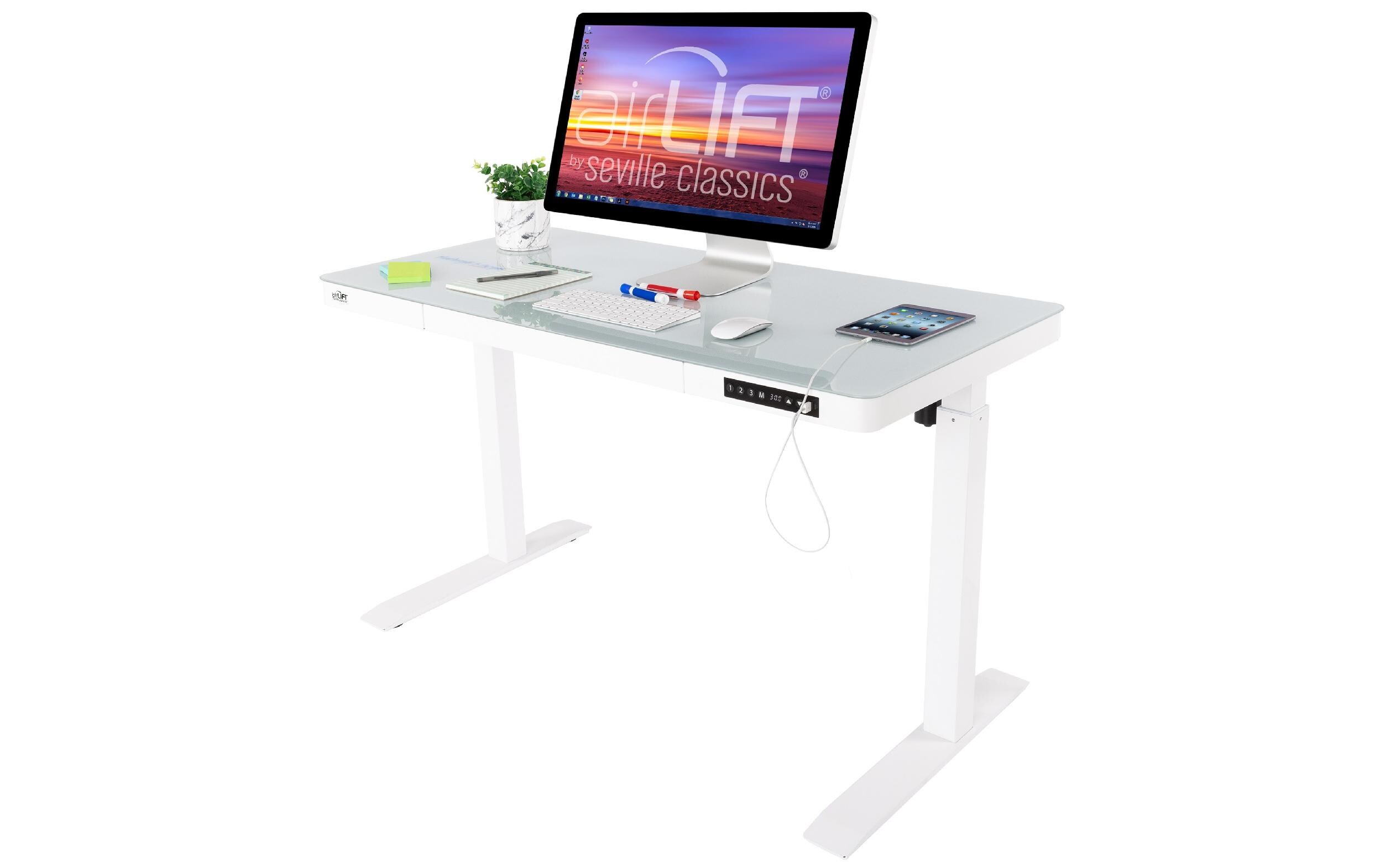 seville classics Stehtisch Airlift 1.2 x 0.6 m, Weiss