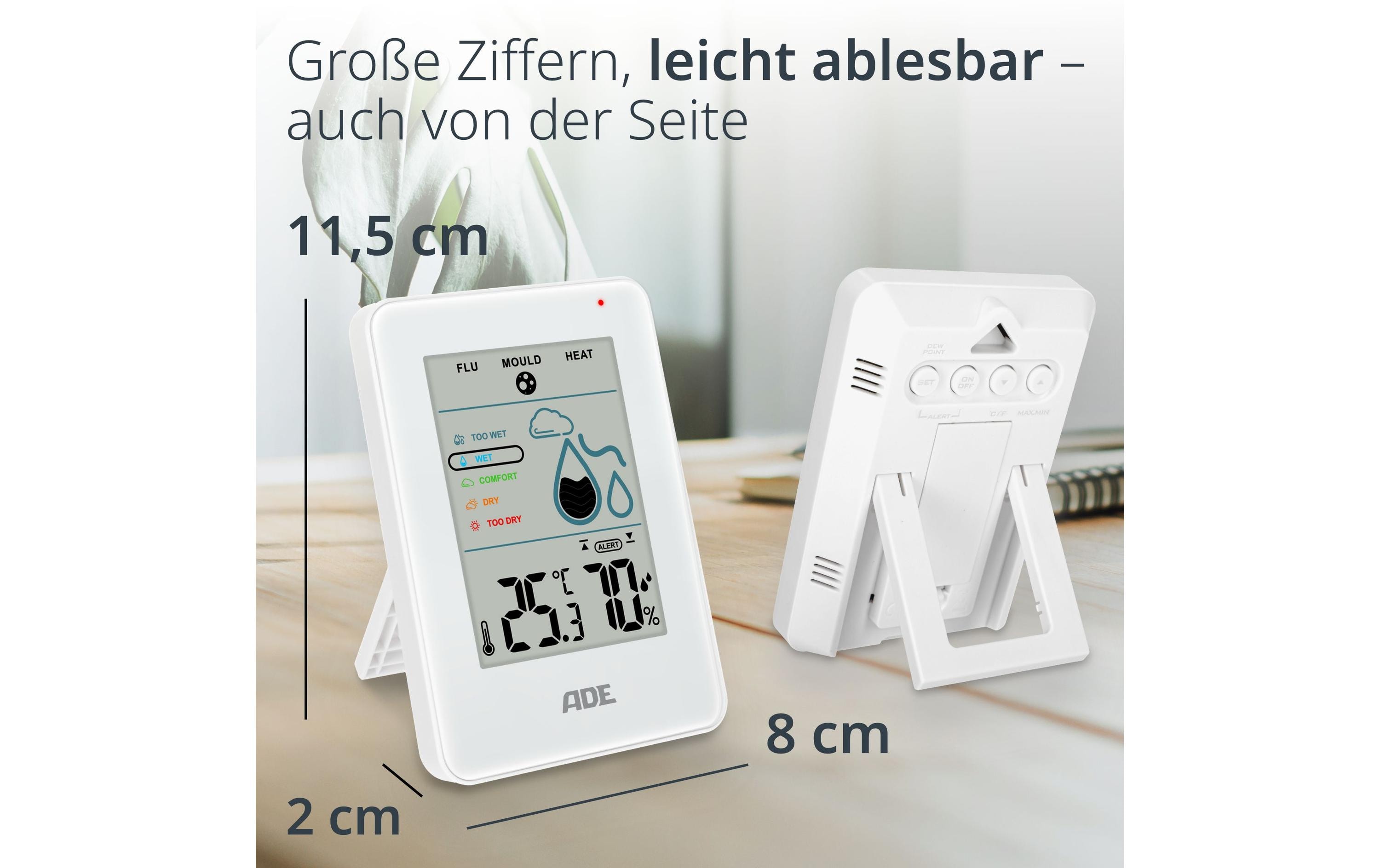 ADE Thermo-/Hygrometer digital Weiss
