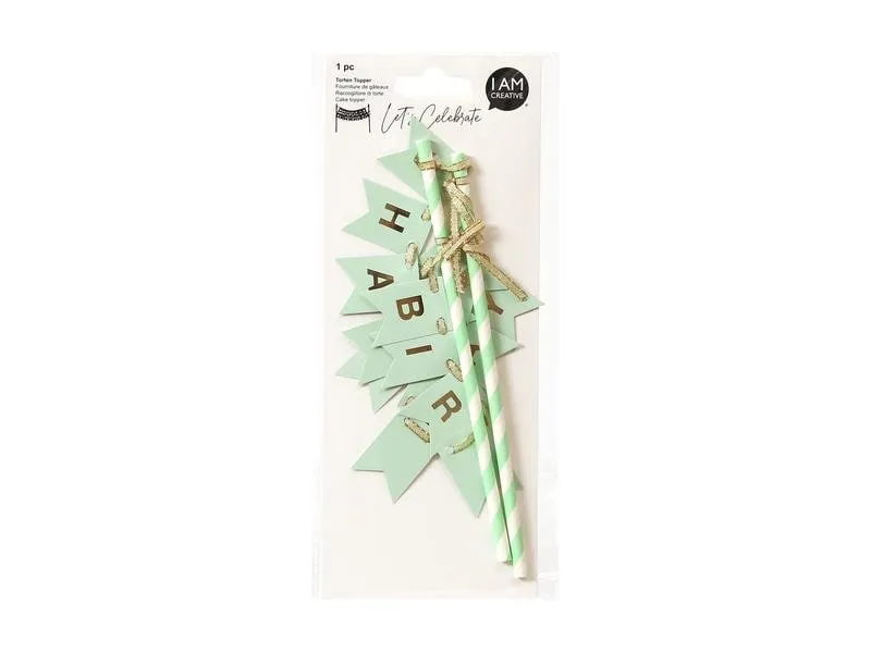 I AM CREATIVE Kuchen-Topper Birthday 1 Stück, Gold/Mint I AM CREATIVE Kuchen-Topper Birthday 1 Stück, Gold/Mint