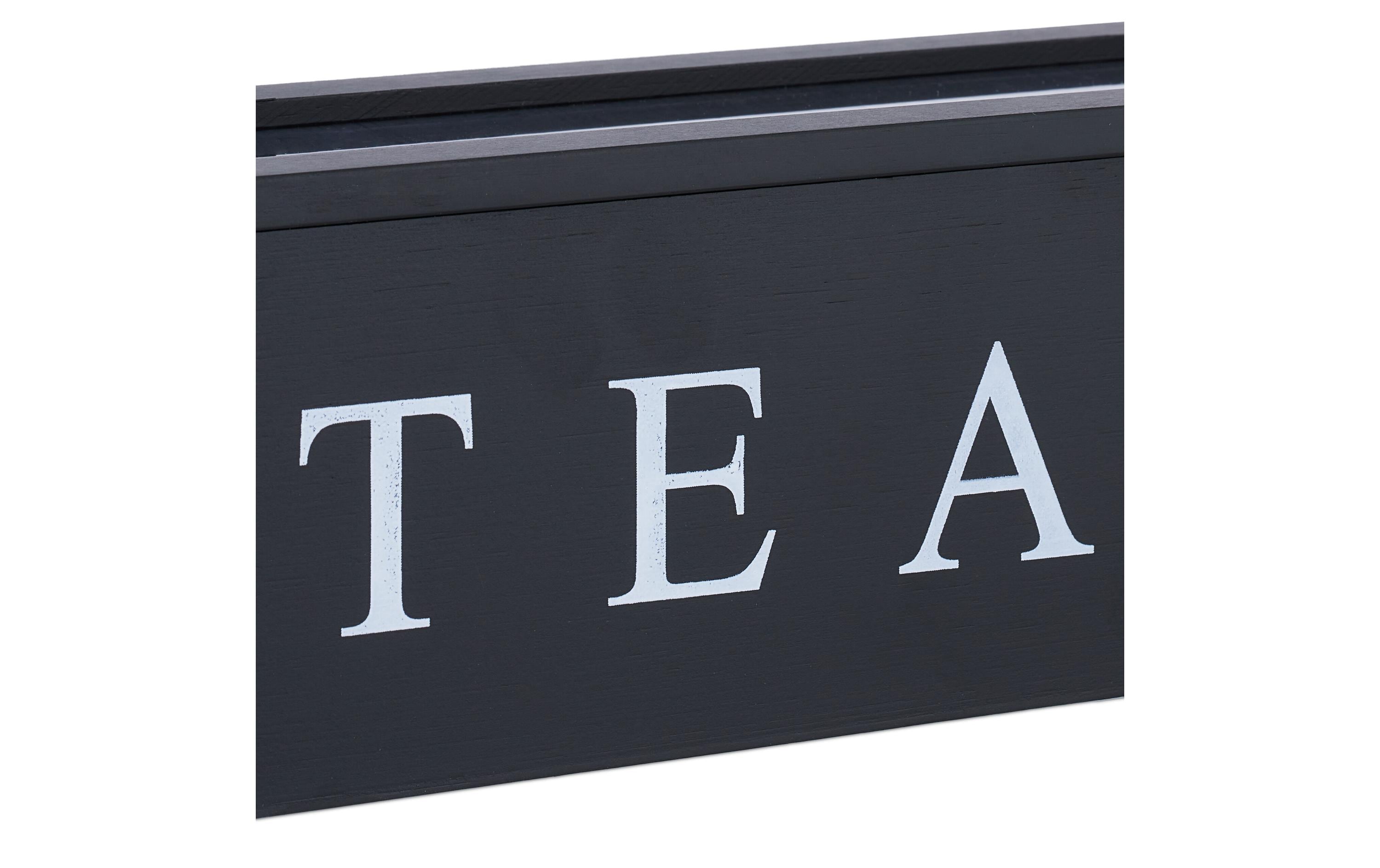 relaxdays Teebeutel-Box Schwarz/Transparent/Weiss