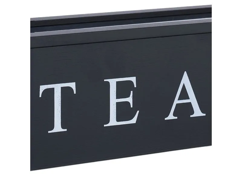 relaxdays Teebeutel-Box Schwarz/Transparent/Weiss